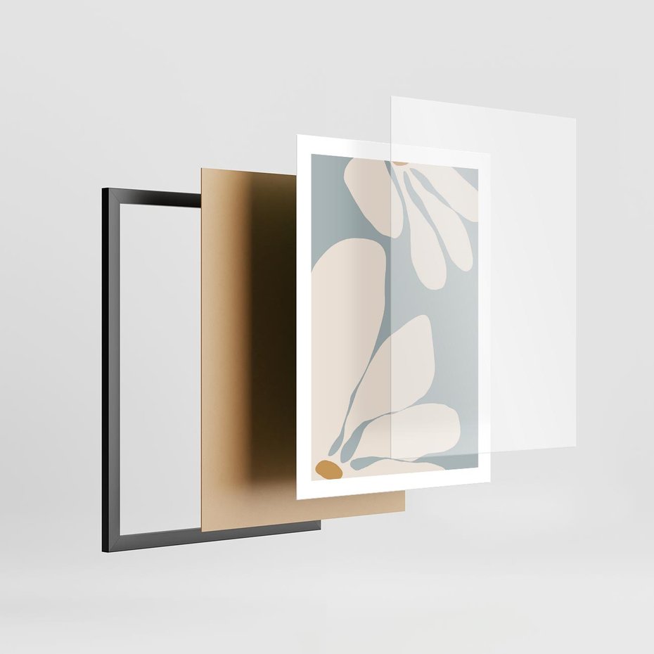 Plakat w ramie 50x70 - Pastelowe Marzenia Kwiatów - kwiaty, nowoczesne i minimalistyczne - rama czarna