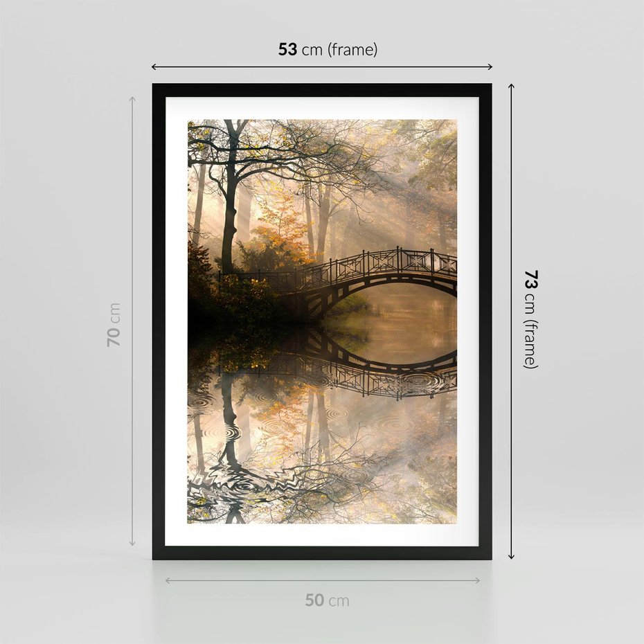 Plakat w ramie 50x70 - Romantyczny Mostek - mostek, romantyczny - rama czarna