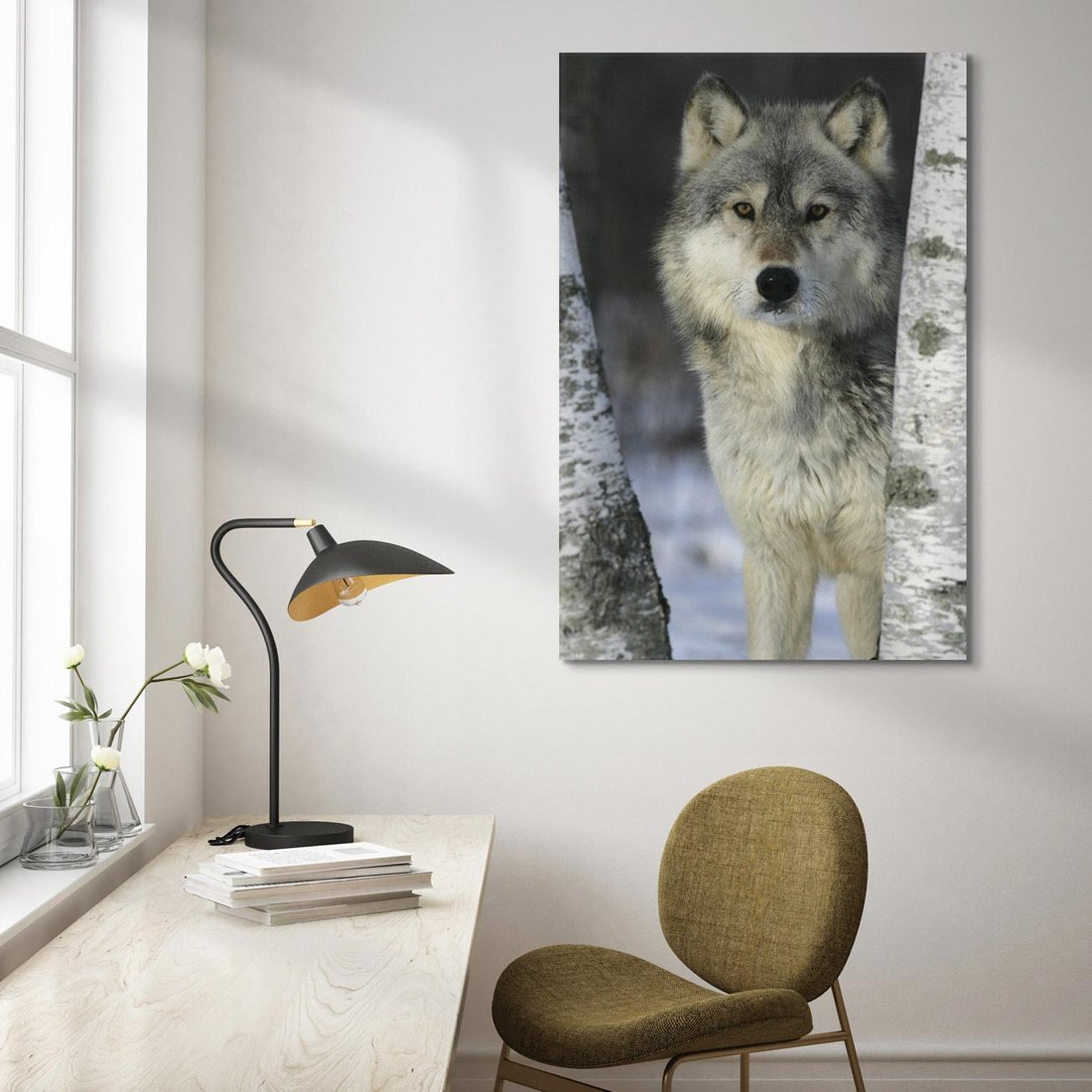 Obraz na płótnie 70x100 - Wilk w Zimowym Lesie - wilk, las