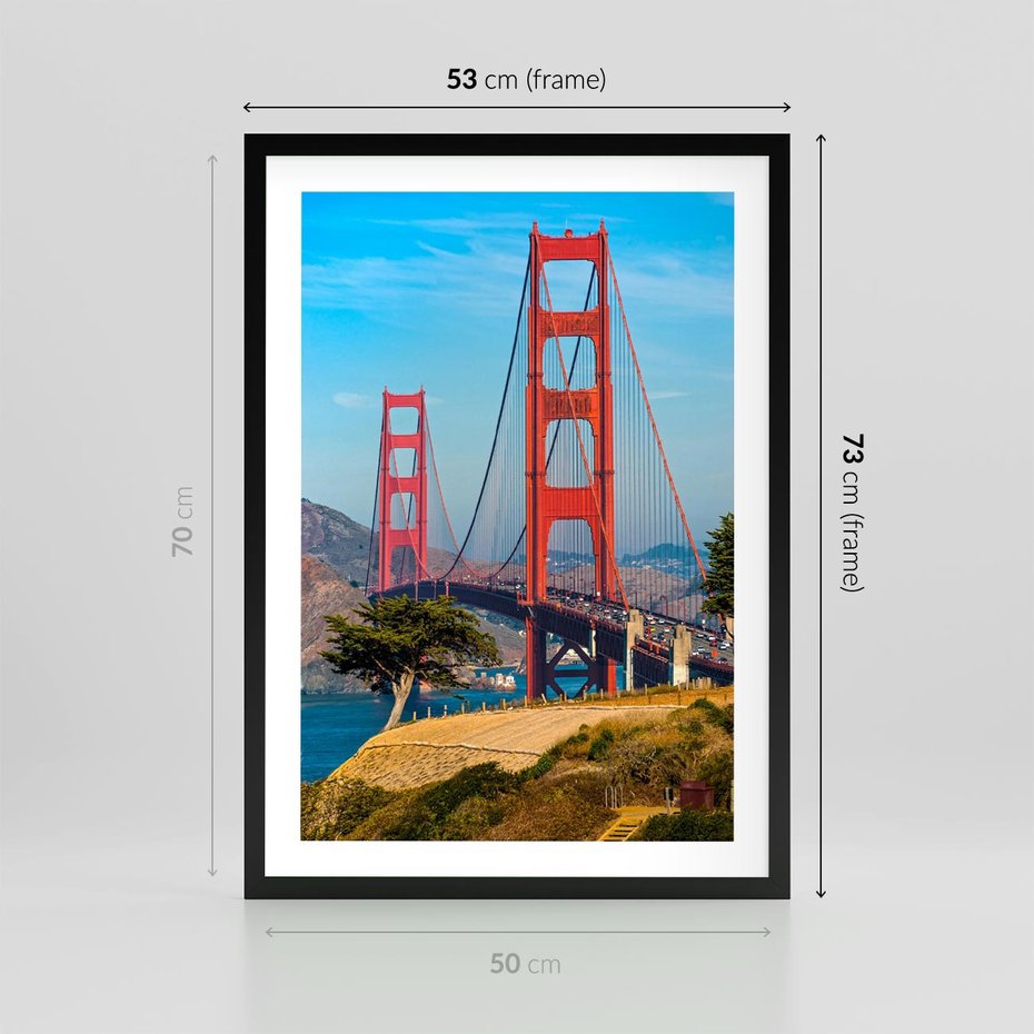 Plakat w ramie 50x70 - W krainie amerykańskich mostów - most, USA - rama czarna