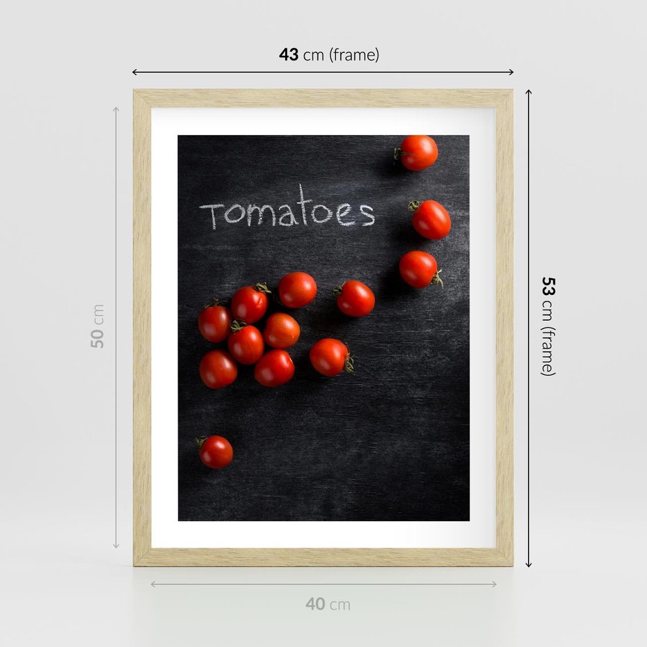 Plakat w ramie 40x50 - Świeżość Smaku - pomidory, kuchnia - rama drewno