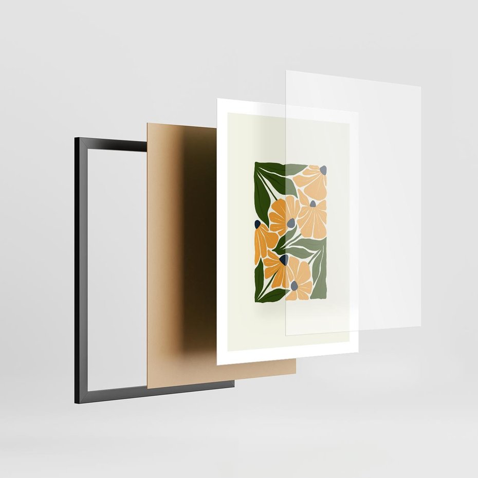 Plakat w ramie 50x70 - Świetliste Kwiaty Natury - kwiaty, nowoczesna grafika - rama czarna