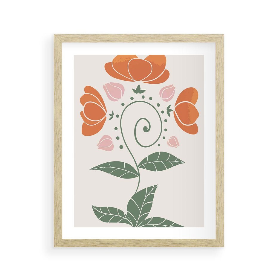 Plakat w ramie 40x50 - Migocące Kształty Kwiatów - kwiaty polne, plakat - rama drewno