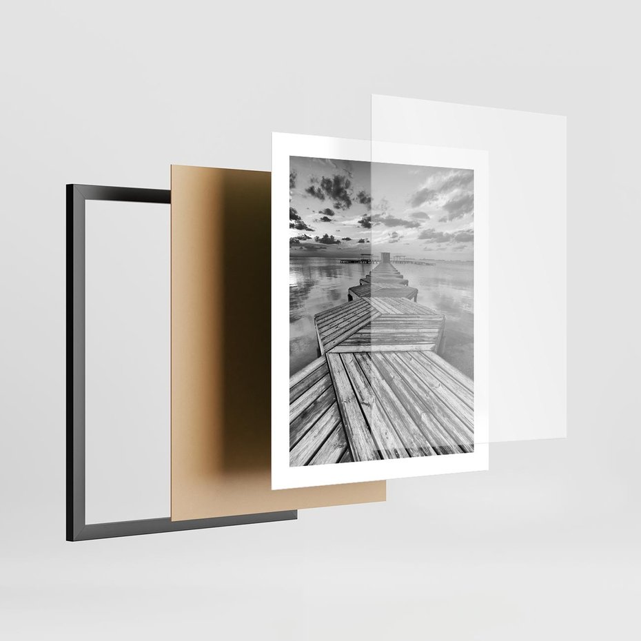 Plakat w ramie 40x50 - Pomost nad Morzem - pomost, morze - rama czarna