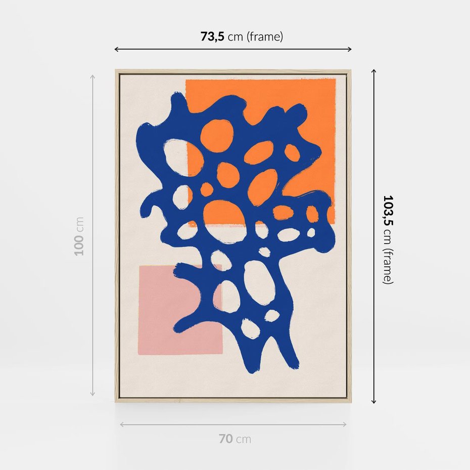 Obraz w ramie 70x100 - Delikatne Plamiste Refleksje - abstrakcja, nowoczesny plakat - rama drewno