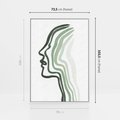 Obraz w ramie 70x100 - Zielony Profil - abstrakcja, zielony portret z profilu - rama biała