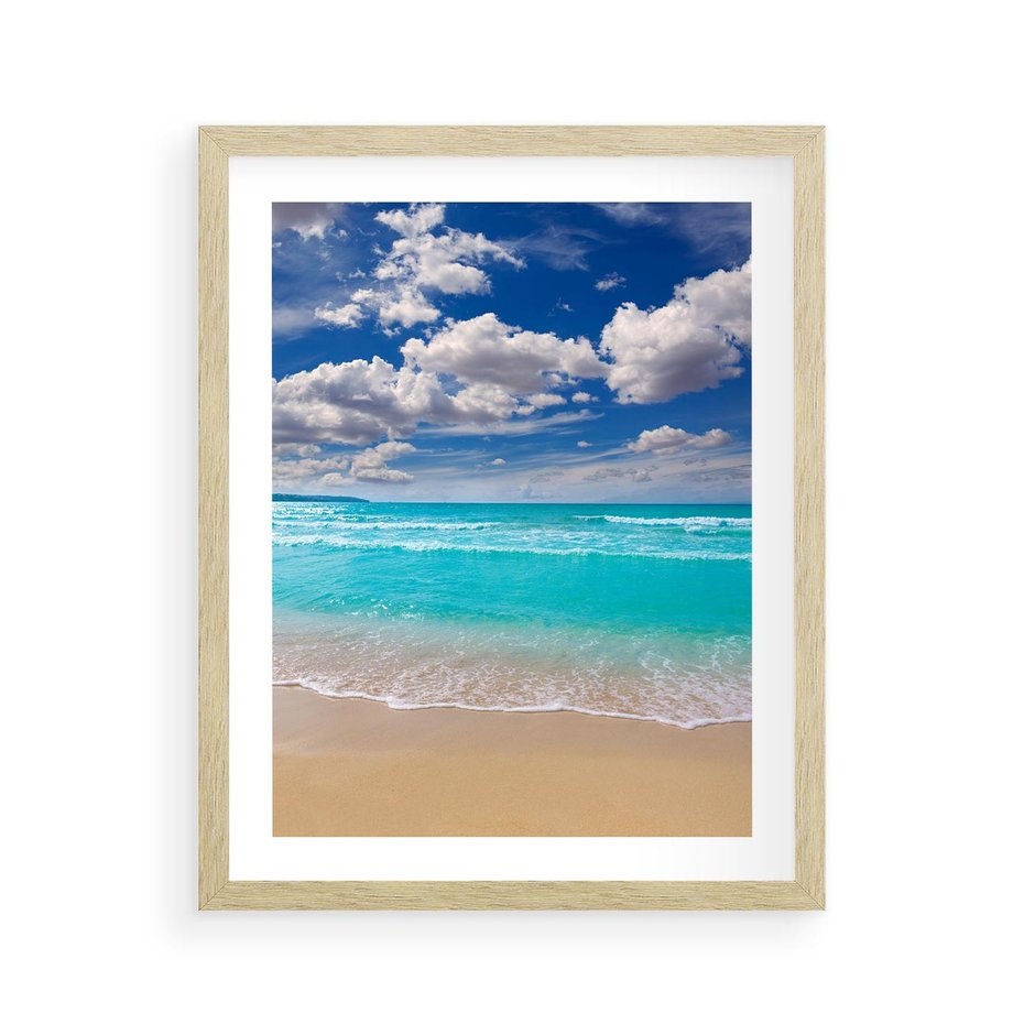 Plakat w ramie 40x50 - Idylliczna plaża nad morzem - plaża, morze - rama drewno