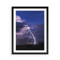 Plakat w ramie 50x70 - Burza z błyskawicami nad horyzontem - burza, błyskawica - rama czarna