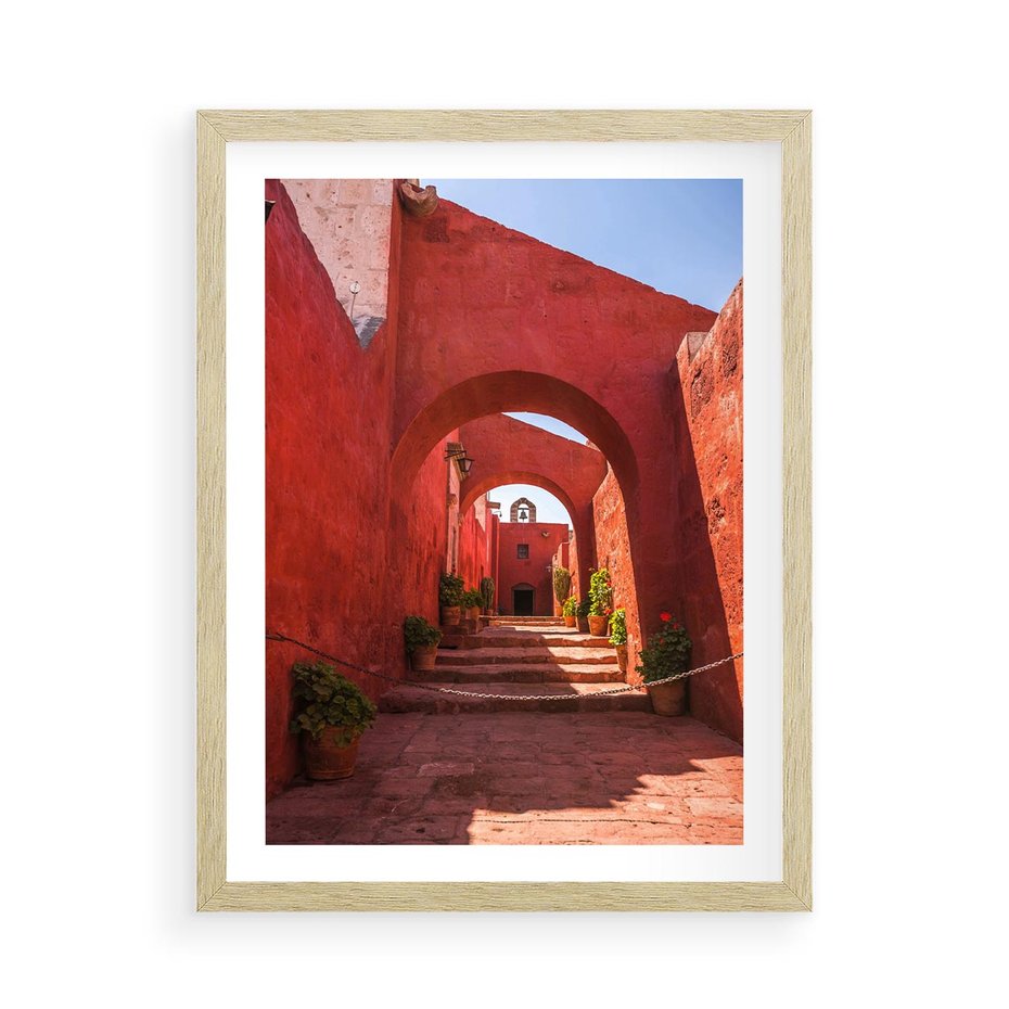 Plakat w ramie 50x70 - Perspektywa Uliczki - uliczka, perspektywa - rama drewno