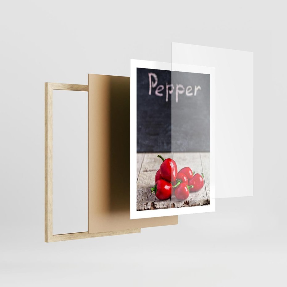 Plakat w ramie 50x70 - Eksploracja smaków - papryka, kuchnia - rama drewno