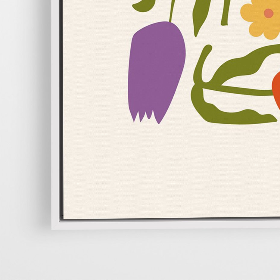 Obraz w ramie 50x70 - Minimalistyczna Harmonia - kwiaty, sztuka nowoczesna - rama biała