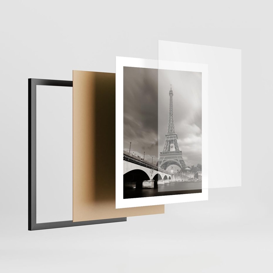Plakat w ramie 40x50 - Mgiełka Eiffla - Paryż, Eiffla - rama czarna
