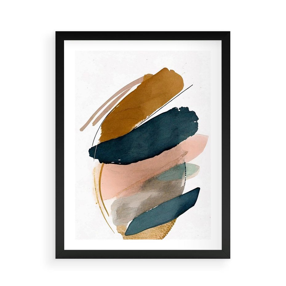 Plakat w ramie 50x70 - Migocące Impresje Przestrzeni - abstrakcyjny obraz, kolory ciepłe - rama czarna