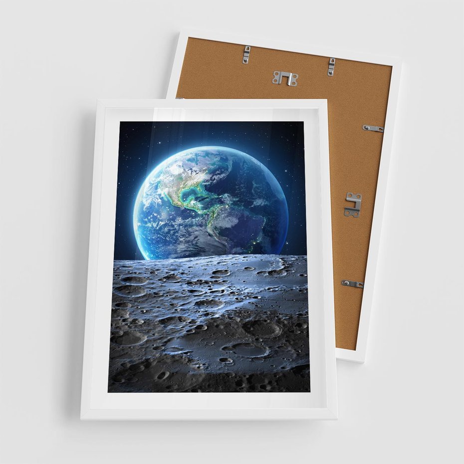 Plakat w ramie 50x70 - Mistrzowskie spojrzenie na Ziemię - ziemia, kosmos - rama biała