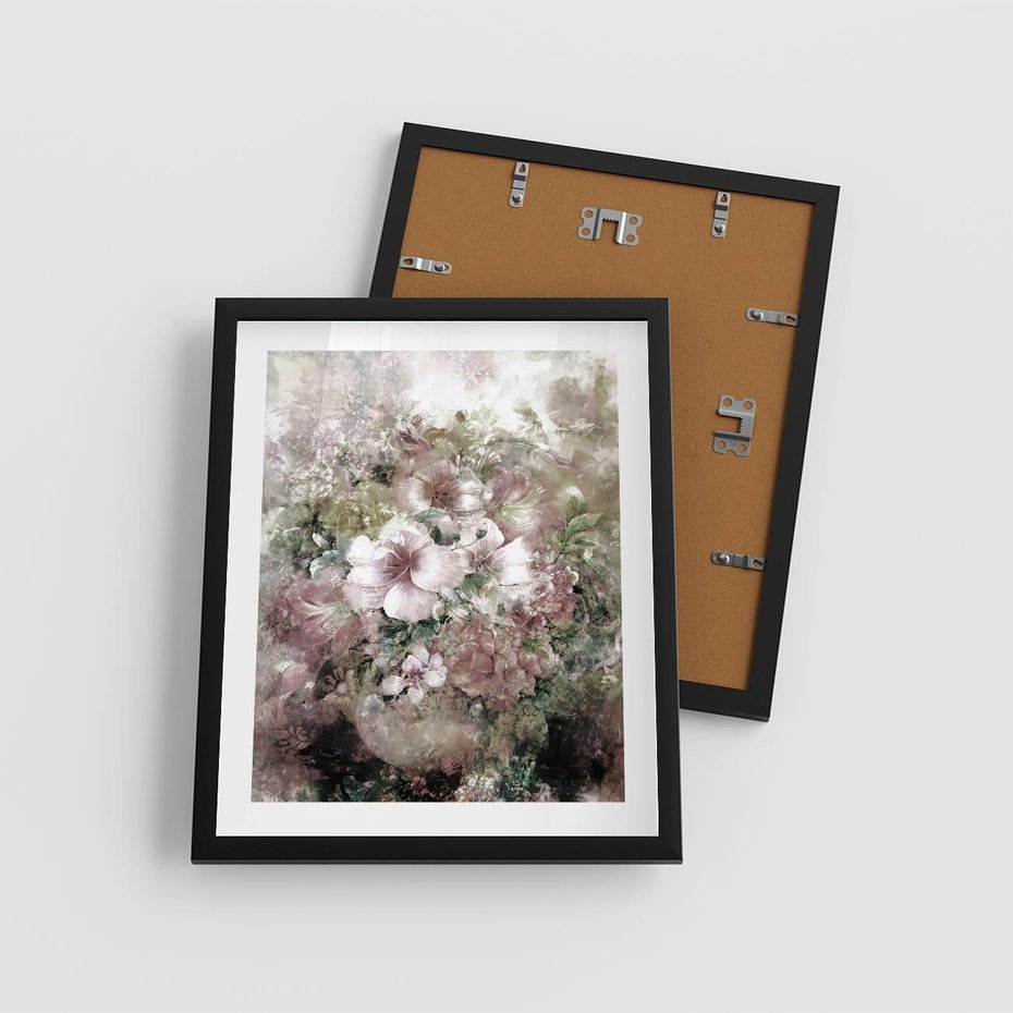 Plakat w ramie 40x50 - Piękno natury na płótnie - kwiaty, olejne - rama czarna