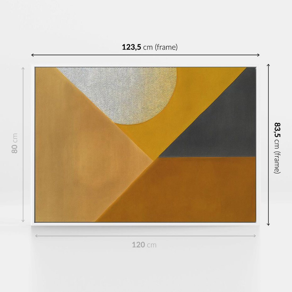 Obraz w ramie 120x80 - Harmonia migoczących ognisk - intensywne ciepłe kolory, słoneczny żółty - rama biała