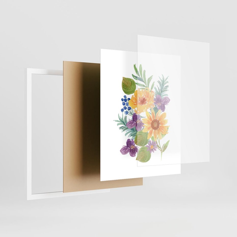 Plakat w ramie 40x50 - Kwiatowe Inspiracje - akwarelowe polne kwiaty, minimalistyczny plakat - rama biała