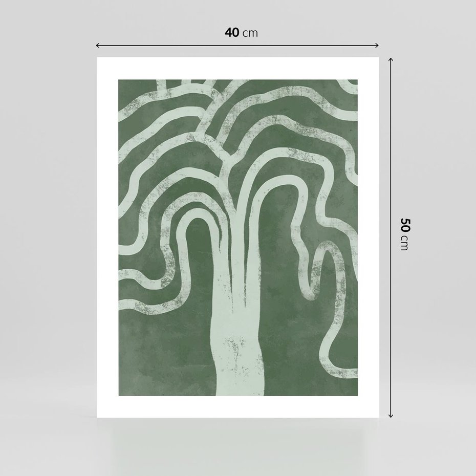 Plakat bez ramy 40x50 - Inspirujące Zawiłości Zieleni - abstrakcyjny kształt, zielony plakat