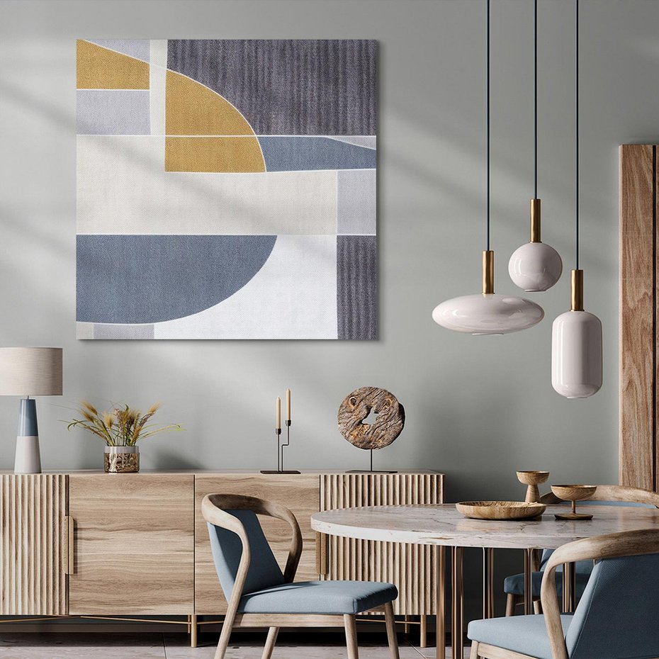 Obraz na płótnie 80x80 - Odbicie wschodzącego jutra - graficzne kształty, geometria