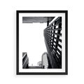 Plakat w ramie 40x50 - Monochromatyczna Sceneria Wieżowców - architektura, wieżowce - rama czarna