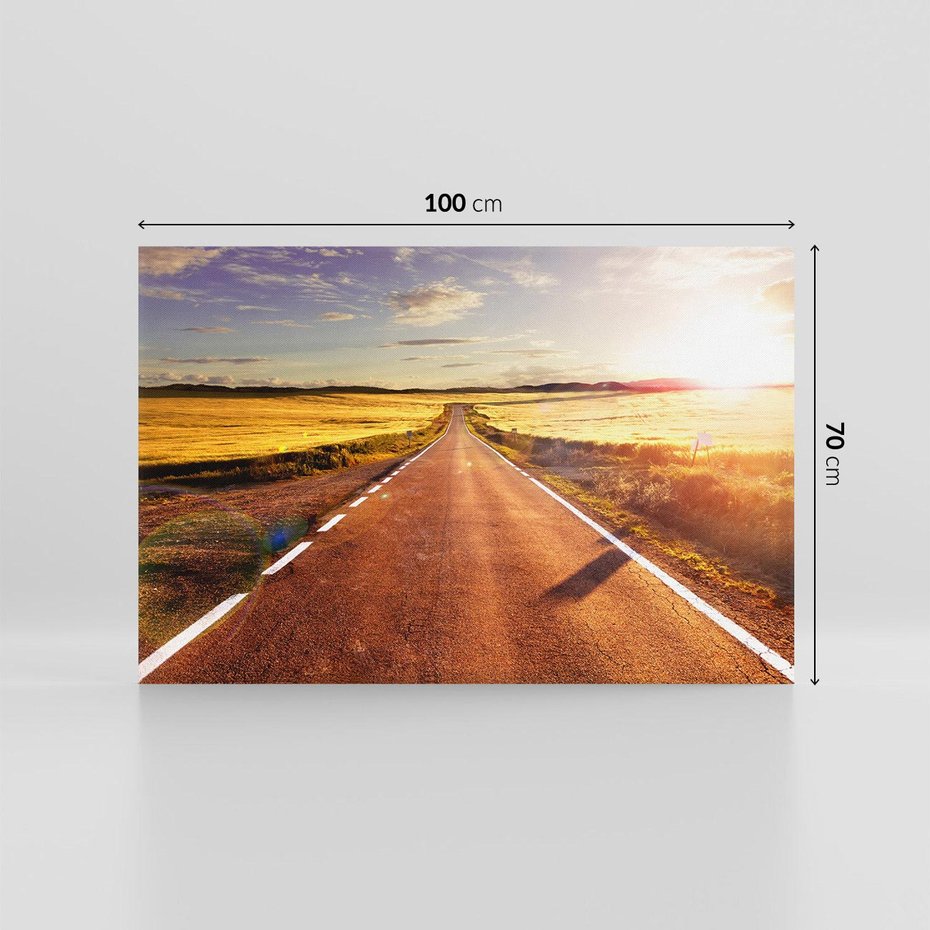 Obraz na płótnie 100x70 - Droga ku zachodowi słońca - droga, zachód