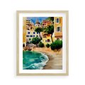 Plakat w ramie 40x50 - Zamieszkajmy Tu - akwarela, śródziemnomorski klimat - rama drewno