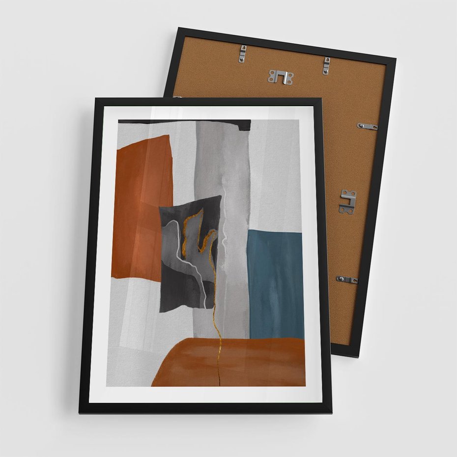 Plakat w ramie 50x70 - Nowoczesna geometria - nowoczesny, geometryczny - rama czarna