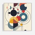 Obraz w ramie 50x50 - Rozbijające Barwne Granice - abstrakcyjna geometryczna kompozycja, koła linie - rama biała