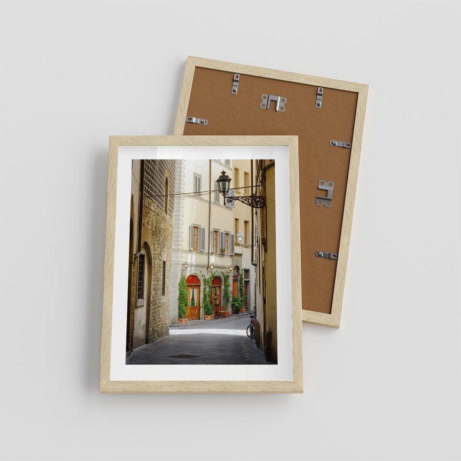 Plakat w ramie 30x40 - Uliczka: perspektywa miejskiego krajobrazu - uliczka, perspektywa - rama drewno