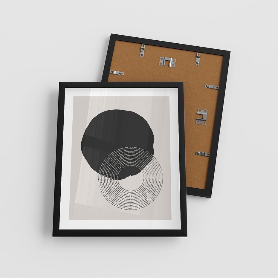 Plakat w ramie 40x50 - Migotliwa Opowieść - abstrakcyjna kompozycja, okręgi - rama czarna