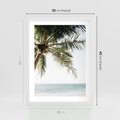 Plakat w ramie 30x40 - Wakacyjne Marzenie - palma nad morzem,  - rama biała