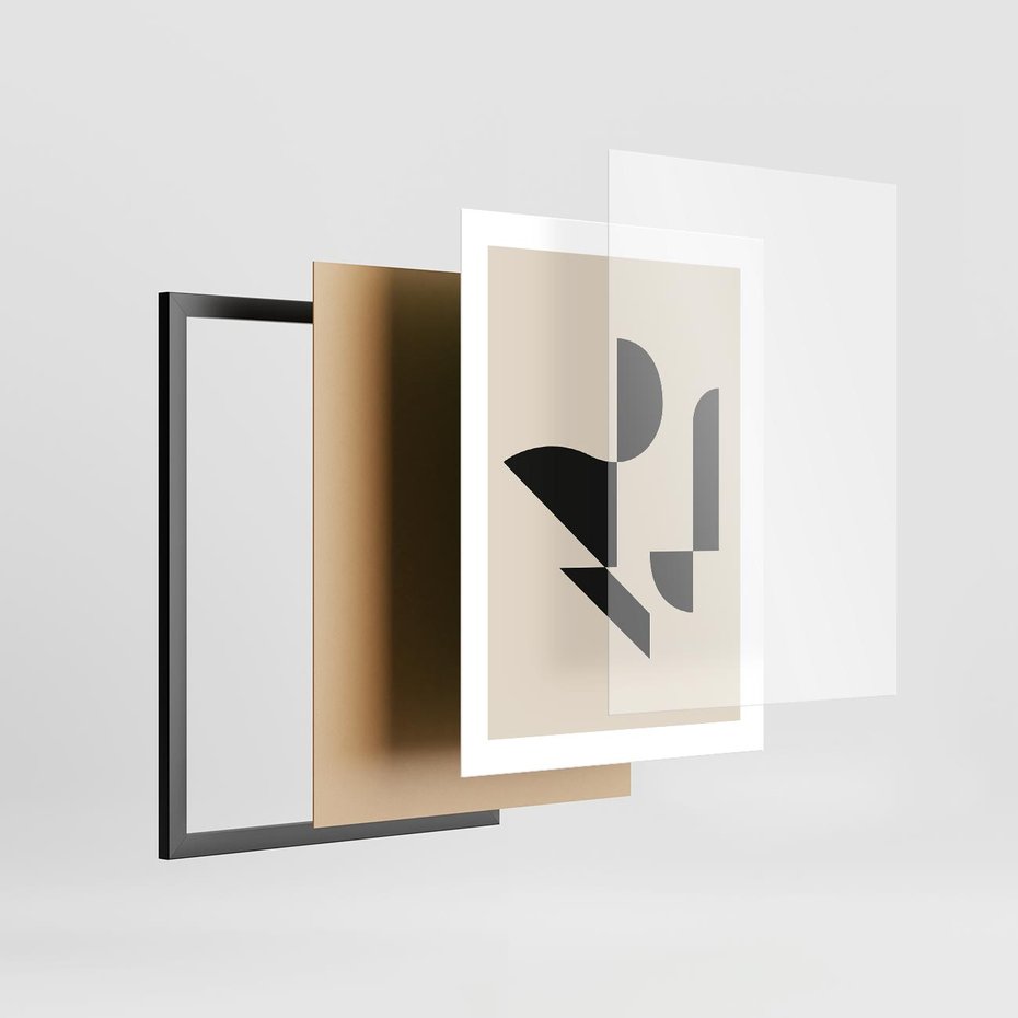 Plakat w ramie 30x40 - Rozkwitająca Abstrakcja - abstrakcyjne geometryczne kształty, minimalizm - rama czarna