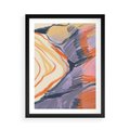 Plakat w ramie 50x70 - Pokreślony Świat - abstrakcyjne formy, odcienie pomarańczu i fioletu - rama czarna