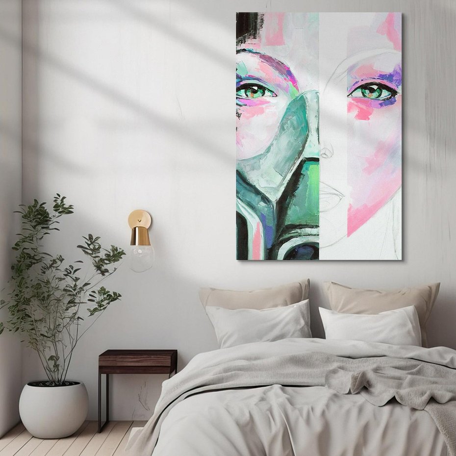 Obraz na płótnie 70x100 - Niezakończona Piękność - abstrakcyjny obraz olejny, portret kobiety