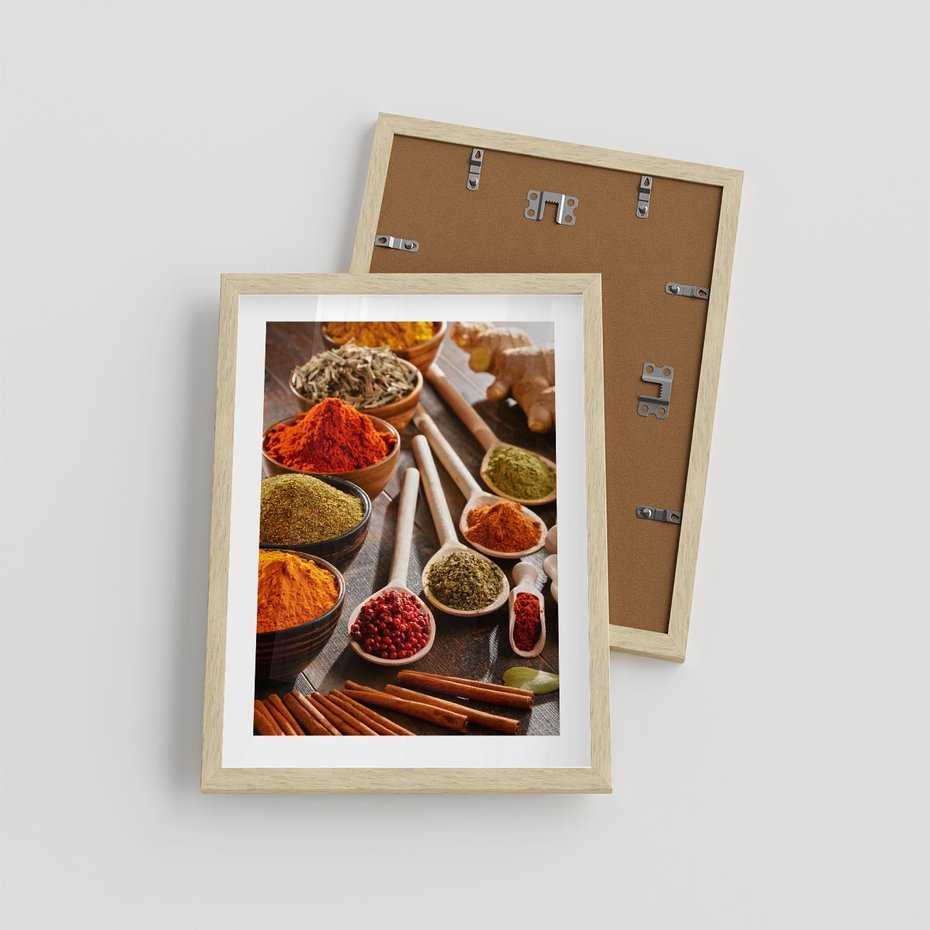 Plakat w ramie 30x40 - Smakowite Aromaty - przyprawy, kuchnia - rama drewno