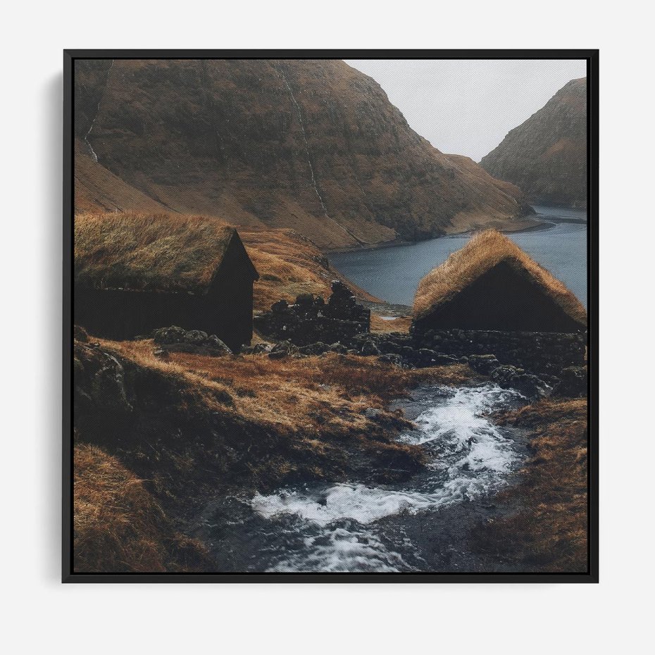 Obraz w ramie 50x50 - Spokój Natury - skandynawski, pejzaż - rama czarna