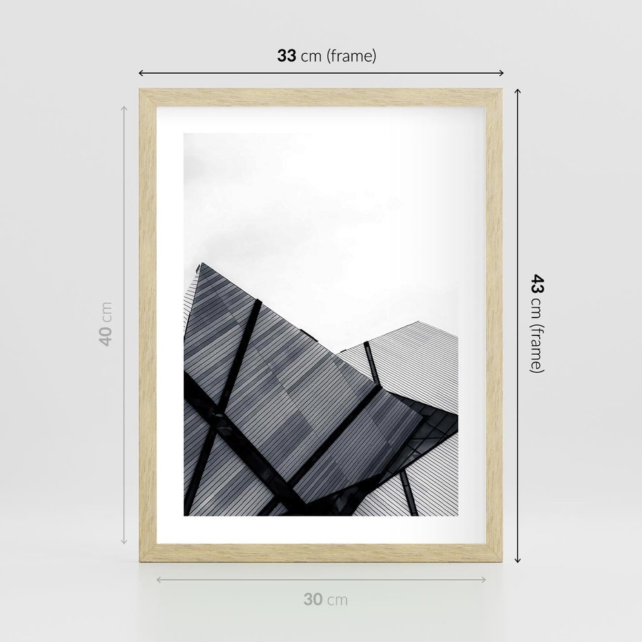 Plakat w ramie 30x40 - Nowoczesna Metropolia - architektura, proste linie - rama drewno