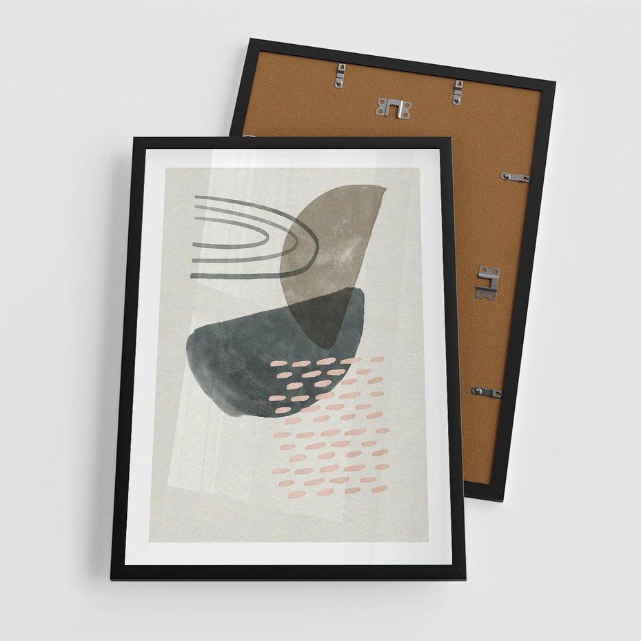 Plakat w ramie 50x70 - Geometria w Beżowych Odcieniach - abstrakcja, geometria - rama czarna