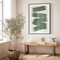 Plakat w ramie 30x40 - Zielone Refleksje - abstrakcja, zgaszony zielony kolor - rama czarna
