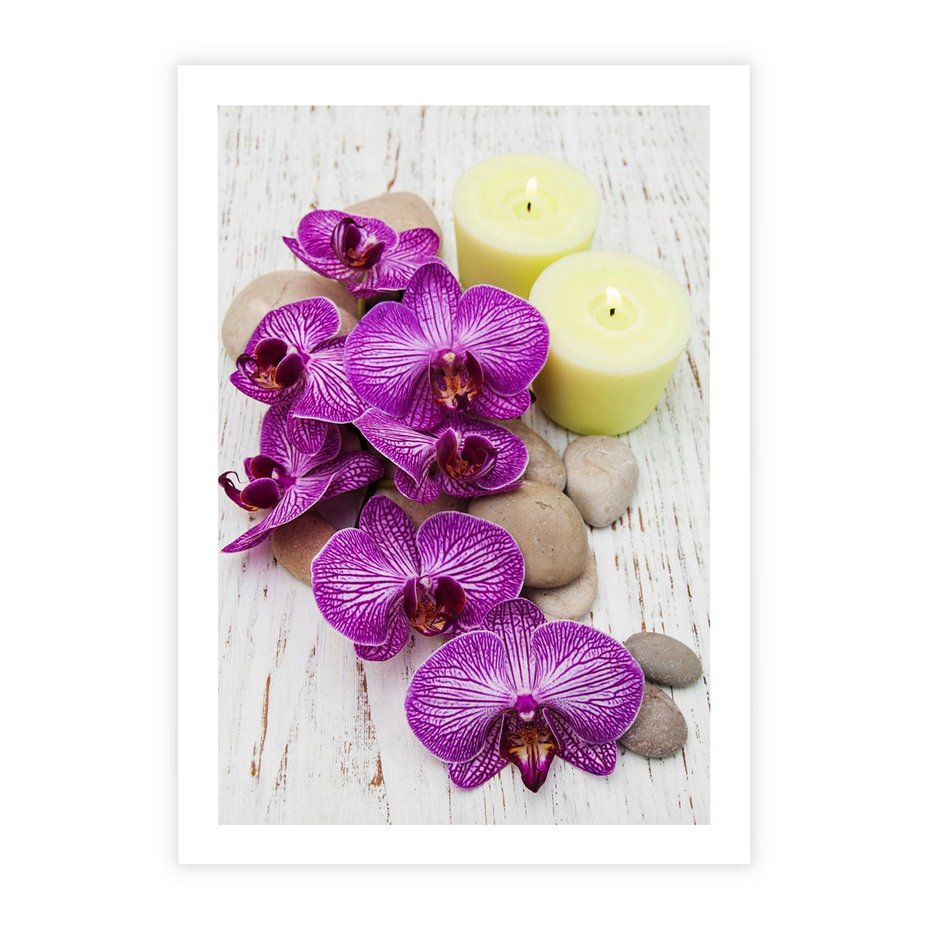 Plakat bez ramy 30x40 - Relaksujące spa w otoczeniu orchidei - spa, świece