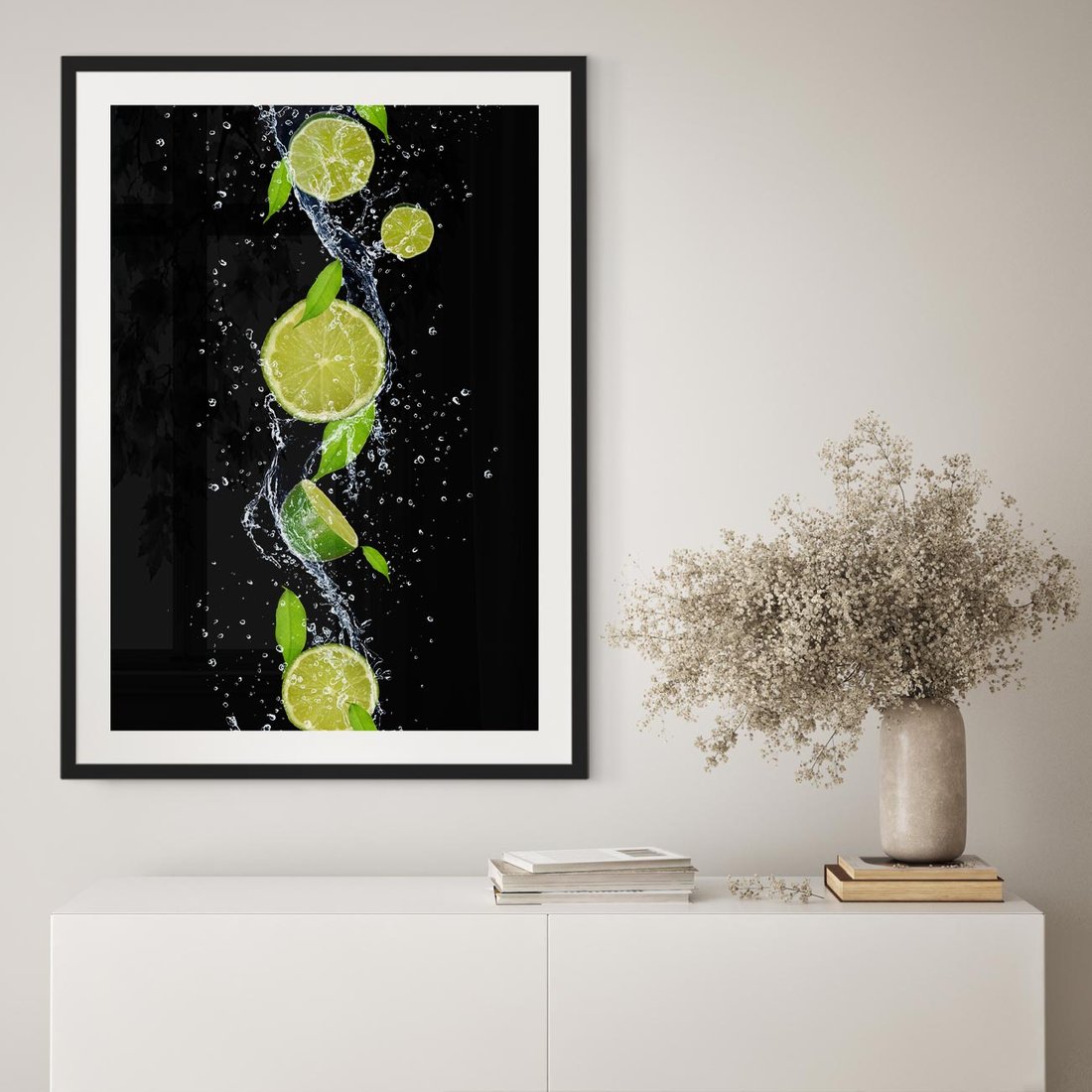 Plakat w ramie 40x50 - Świeżość Cytrusów - limonki, cytryny - rama czarna