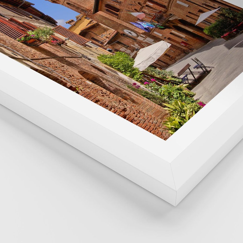 Plakat w ramie 30x40 - Urok włoskich uliczek - włoskie, uliczki - rama biała