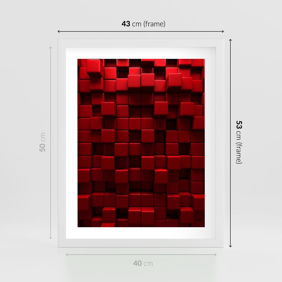 Plakat w ramie 40x50 - Geometryczne 3D: wizja przestrzeni - geometryczne, 3D - rama biała