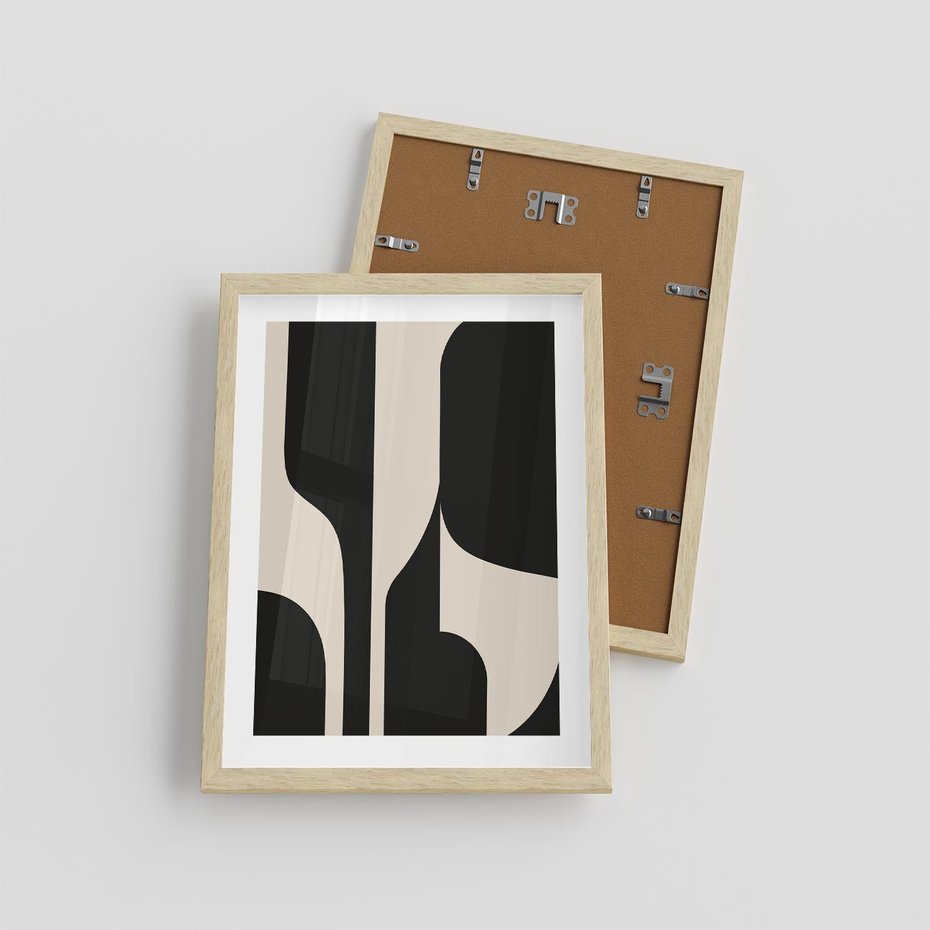 Plakat w ramie 30x40 - Abstrakcyjne Linie - boho plakat, rycina - rama drewno