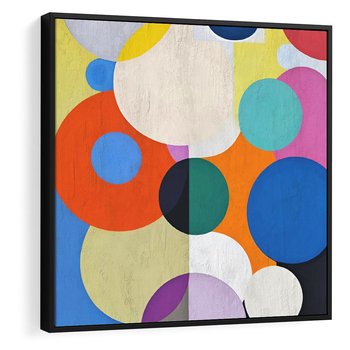 Obraz w ramie 50x50 - Tajemnicze Odbicia Czasu - abstrakcyjne geometryczne kształty, olejny obraz - rama czarna