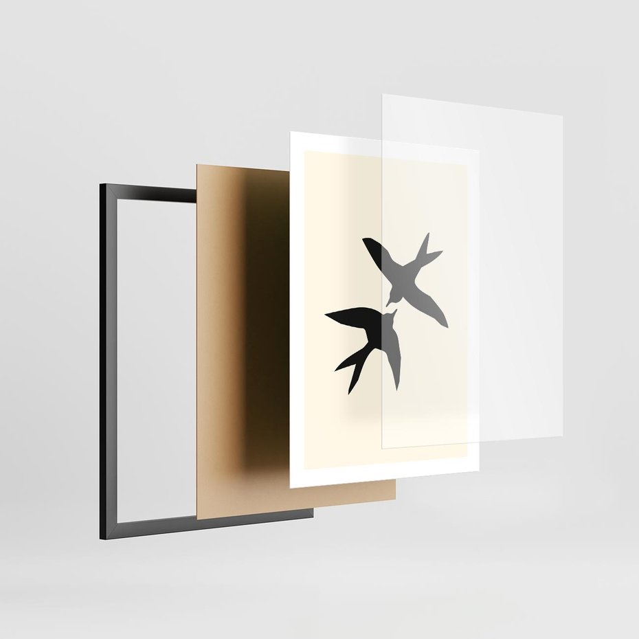 Plakat w ramie 50x70 - Kreatywne Echa - jaskółki, minimalizm - rama czarna