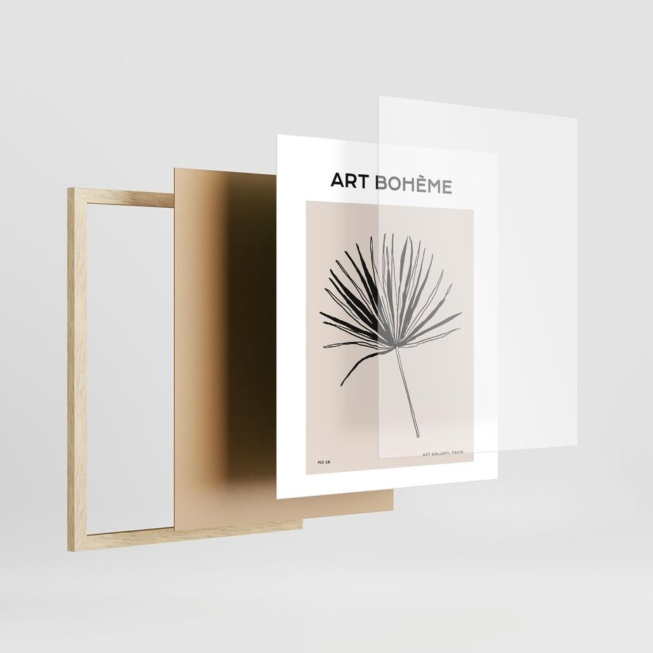 Plakat w ramie 40x50 - Rozkwitające Boho Kształty - boho sztuka, plakat - rama drewno