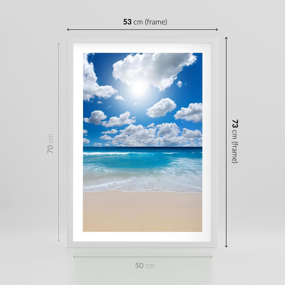 Plakat w ramie 50x70 - Wakacyjna plaża - plaża, wakacje - rama biała