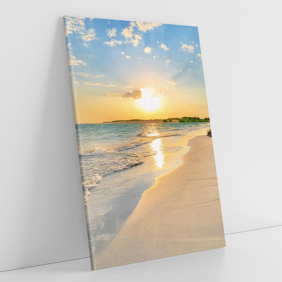 Obraz na płótnie 70x100 - Zachód słońca na plaży - plaża, zachód