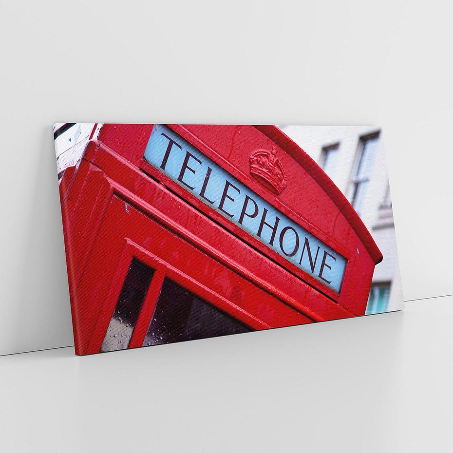 Obraz na płótnie 120x60 - Budka Telefoniczna Londyn - Ikona Brytyjskiego Stylu - budka, telefoniczna